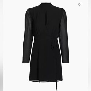Reformation Ottessa Long-Sleeve Surplice Minidress medium black